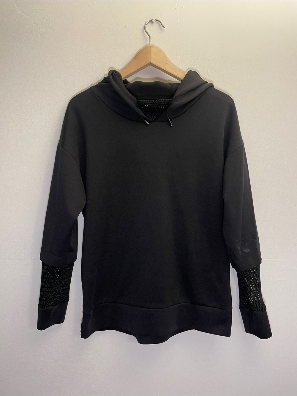 IVY PARK Black Mesh Panel Funnel Neck Athletic Sweatshirt Size XS